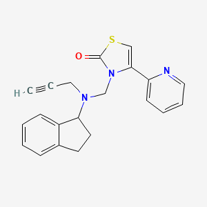 molecular formula C21H19N3OS B2723947 3-{[(2,3-dihydro-1H-inden-1-yl)(prop-2-yn-1-yl)amino]methyl}-4-(pyridin-2-yl)-2,3-dihydro-1,3-thiazol-2-one CAS No. 1384549-18-1