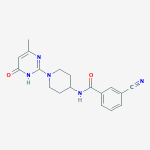 molecular formula C18H19N5O2 B2723948 3-cyano-N-(1-(4-methyl-6-oxo-1,6-dihydropyrimidin-2-yl)piperidin-4-yl)benzamide CAS No. 1904311-43-8