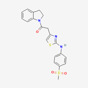 molecular formula C20H19N3O3S2 B2723952 1-(吲哚-1-基)-2-(2-((4-(甲磺酰)苯基)氨基)噻唑-4-基)乙酮 CAS No. 1105227-61-9