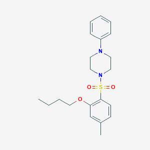 molecular formula C21H28N2O3S B272397 Butyl 5-methyl-2-[(4-phenyl-1-piperazinyl)sulfonyl]phenyl ether 