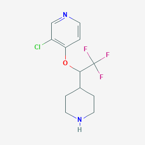 molecular formula C12H14ClF3N2O B2723972 3-Chloro-4-[2,2,2-trifluoro-1-(piperidin-4-yl)ethoxy]pyridine CAS No. 2380171-20-8