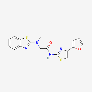 molecular formula C17H14N4O2S2 B2723976 2-(benzo[d]thiazol-2-yl(methyl)amino)-N-(4-(furan-2-yl)thiazol-2-yl)acetamide CAS No. 1351650-90-2