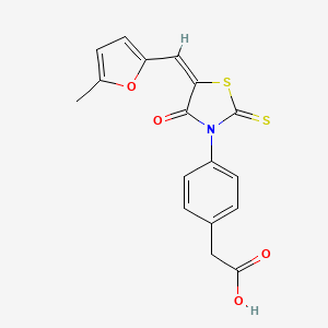 molecular formula C17H13NO4S2 B2723979 (E)-2-(4-(5-((5-methylfuran-2-yl)methylene)-4-oxo-2-thioxothiazolidin-3-yl)phenyl)acetic acid CAS No. 868147-17-5