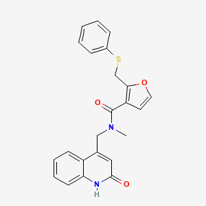 molecular formula C23H20N2O3S B2723982 N-[(2-羟基喹啉-4-基)甲基]-N-甲基-2-[(苯基磺酰)甲基]呋喃-3-甲酰胺 CAS No. 902046-97-3