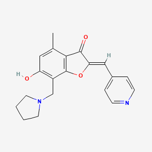 molecular formula C20H20N2O3 B2723985 (Z)-6-hydroxy-4-methyl-2-(pyridin-4-ylmethylene)-7-(pyrrolidin-1-ylmethyl)benzofuran-3(2H)-one CAS No. 904009-81-0