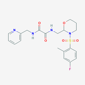 molecular formula C20H23FN4O5S B2723992 N1-((3-((4-氟-2-甲基苯基)磺酰)-1,3-噁唑环己-2-基)甲基)-N2-(吡啶-2-基甲基)草酰胺 CAS No. 872987-24-1