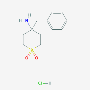 molecular formula C12H18ClNO2S B2724003 4-氨基-4-苄基-1Lambda(6)-噻吩-1,1-二酮盐酸盐 CAS No. 1823548-94-2