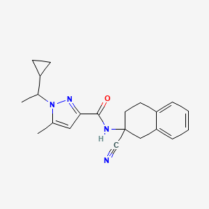 molecular formula C21H24N4O B2724004 N-(2-Cyano-3,4-dihydro-1H-naphthalen-2-yl)-1-(1-cyclopropylethyl)-5-methylpyrazole-3-carboxamide CAS No. 1945257-37-3