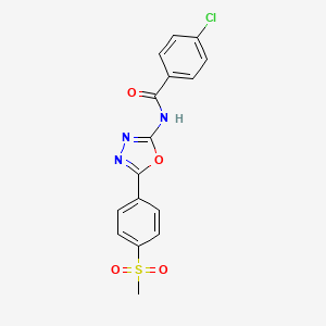 molecular formula C16H12ClN3O4S B2724008 4-氯-N-[5-(4-甲磺基苯基)-1,3,4-噁二唑-2-基]苯酰胺 CAS No. 886909-48-4