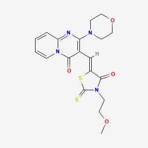 molecular formula C19H20N4O4S2 B2724009 (Z)-3-(2-甲氧基乙基)-5-((2-吗啉-4-氧代-4H-吡啶[1,2-a]嘧啶-3-基)甲亚甲基)-2-噻唑硫代噻唑-4-酮 CAS No. 499208-70-7