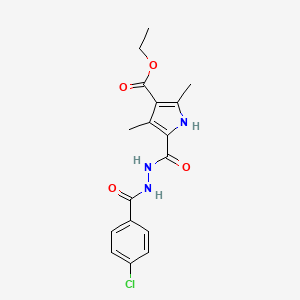 molecular formula C17H18ClN3O4 B2724014 ethyl 5-[[(4-chlorobenzoyl)amino]carbamoyl]-2,4-dimethyl-1H-pyrrole-3-carboxylate CAS No. 850090-27-6