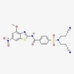 molecular formula C21H18N6O6S2 B2724017 4-[双(2-氰基乙基)磺酰基]-N-(4-甲氧基-6-硝基-1,3-苯并噻唑-2-基)苯酰胺 CAS No. 325988-41-8
