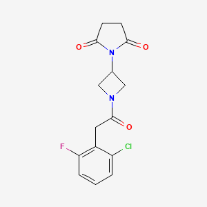 molecular formula C15H14ClFN2O3 B2724018 1-(1-(2-(2-Chloro-6-fluorophenyl)acetyl)azetidin-3-yl)pyrrolidine-2,5-dione CAS No. 2034381-25-2
