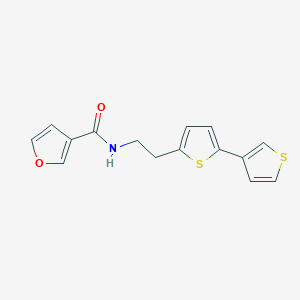 molecular formula C15H13NO2S2 B2724021 N-(2-([2,3'-联噻吩]-5-基)乙基)呋喃-3-羧酰胺 CAS No. 2034597-02-7