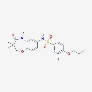 molecular formula C22H28N2O5S B2724038 3-methyl-4-propoxy-N-(3,3,5-trimethyl-4-oxo-2,3,4,5-tetrahydrobenzo[b][1,4]oxazepin-7-yl)benzenesulfonamide CAS No. 922103-31-9