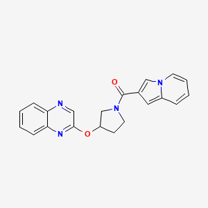 molecular formula C21H18N4O2 B2724041 2-{[1-(Indolizine-2-carbonyl)pyrrolidin-3-yl]oxy}quinoxaline CAS No. 2097933-28-1