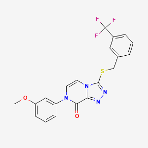 molecular formula C20H15F3N4O2S B2724043 7-(3-methoxyphenyl)-3-{[3-(trifluoromethyl)benzyl]thio}[1,2,4]triazolo[4,3-a]pyrazin-8(7H)-one CAS No. 1224015-62-6