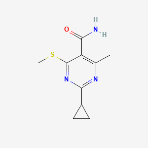 molecular formula C10H13N3OS B2724047 2-Cyclopropyl-4-methyl-6-(methylsulfanyl)pyrimidine-5-carboxamide CAS No. 1394732-40-1