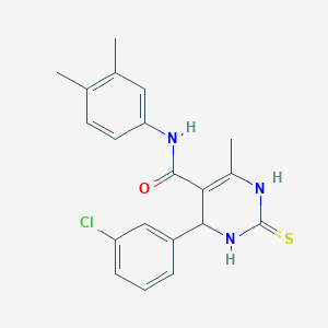 molecular formula C20H20ClN3OS B2724053 4-(3-chlorophenyl)-N-(3,4-dimethylphenyl)-6-methyl-2-thioxo-1,2,3,4-tetrahydropyrimidine-5-carboxamide CAS No. 406690-32-2