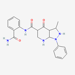 molecular formula C21H17N5O3 B2724077 N-(2-carbamoylphenyl)-3-methyl-4-oxo-1-phenyl-1H,4H,7H-pyrazolo[3,4-b]pyridine-5-carboxamide CAS No. 941936-36-3