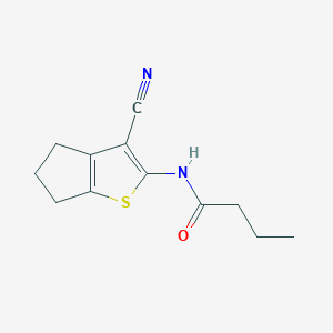 molecular formula C12H14N2OS B2724084 N-(3-cyano-5,6-dihydro-4H-cyclopenta[b]thiophen-2-yl)butanamide CAS No. 461410-06-0