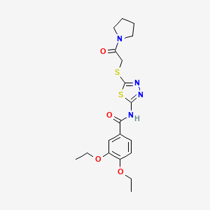 3,4-diethoxy-N-(5-((2-oxo-2-(pyrrolidin-1-yl)ethyl)thio)-1,3,4-thiadiazol-2-yl)benzamide