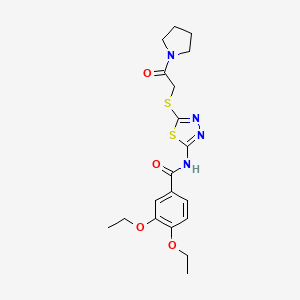 molecular formula C19H24N4O4S2 B2724087 3,4-diethoxy-N-(5-((2-oxo-2-(pyrrolidin-1-yl)ethyl)thio)-1,3,4-thiadiazol-2-yl)benzamide CAS No. 476466-79-2