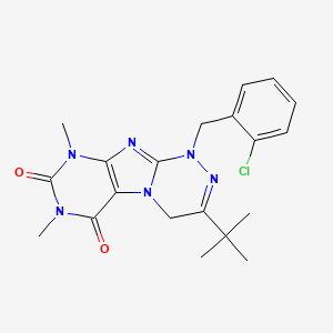 molecular formula C20H23ClN6O2 B2724091 3-(叔丁基)-1-[(2-氯苯基)甲基]-7,9-二甲基-5,7,9-三氢-4H-1,2,4-三氮杂[4,3-h]嘧啶-6,8-二酮 CAS No. 898448-71-0