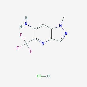 molecular formula C8H8ClF3N4 B2724095 1-Methyl-5-(trifluoromethyl)pyrazolo[4,3-b]pyridin-6-amine;hydrochloride CAS No. 2287288-20-2