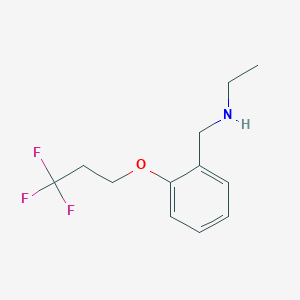 molecular formula C12H16F3NO B2724104 N-[[2-(3,3,3-trifluoropropoxy)phenyl]methyl]ethanamine CAS No. 1491618-31-5