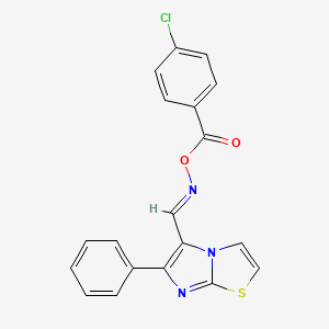 molecular formula C19H12ClN3O2S B2724105 5-({[(4-Chlorobenzoyl)oxy]imino}methyl)-6-phenylimidazo[2,1-b][1,3]thiazole CAS No. 338404-80-1