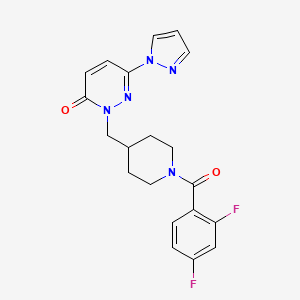 molecular formula C20H19F2N5O2 B2724113 2-[[1-(2,4-Difluorobenzoyl)piperidin-4-yl]methyl]-6-pyrazol-1-ylpyridazin-3-one CAS No. 2379970-51-9