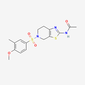 molecular formula C16H19N3O4S2 B2724116 N-(5-((4-methoxy-3-methylphenyl)sulfonyl)-4,5,6,7-tetrahydrothiazolo[5,4-c]pyridin-2-yl)acetamide CAS No. 1351595-34-0
