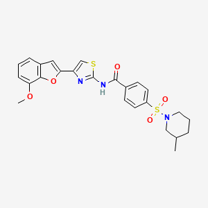 molecular formula C25H25N3O5S2 B2724118 N-(4-(7-methoxybenzofuran-2-yl)thiazol-2-yl)-4-((3-methylpiperidin-1-yl)sulfonyl)benzamide CAS No. 921869-81-0