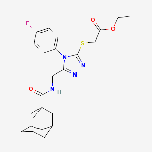 molecular formula C24H29FN4O3S B2724119 乙酸 2-[[5-[(1-藿醛基)甲基]-4-(4-氟苯基)-1,2,4-三唑-3-基]硫代]乙酸酯 CAS No. 476440-97-8