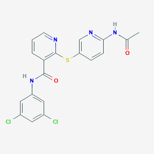molecular formula C19H14Cl2N4O2S B2724126 2-{[6-(acetylamino)-3-pyridinyl]sulfanyl}-N-(3,5-dichlorophenyl)nicotinamide CAS No. 343373-16-0