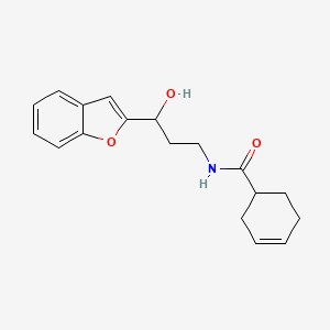 molecular formula C18H21NO3 B2724130 N-(3-(benzofuran-2-yl)-3-hydroxypropyl)cyclohex-3-enecarboxamide CAS No. 1448054-71-4
