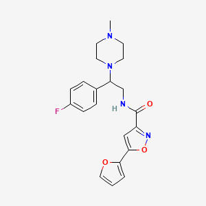 molecular formula C21H23FN4O3 B2724131 N-(2-(4-fluorophenyl)-2-(4-methylpiperazin-1-yl)ethyl)-5-(furan-2-yl)isoxazole-3-carboxamide CAS No. 1323713-32-1