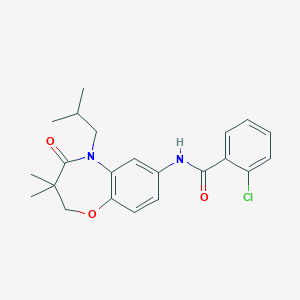 molecular formula C22H25ClN2O3 B2724151 2-氯-N-(5-异丁基-3,3-二甲基-4-氧代-2,3,4,5-四氢苯并[b][1,4]噁唑-7-基)苯甲酰胺 CAS No. 921865-26-1