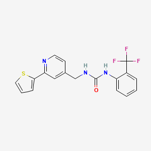 molecular formula C18H14F3N3OS B2724153 1-((2-(Thiophen-2-yl)pyridin-4-yl)methyl)-3-(2-(trifluoromethyl)phenyl)urea CAS No. 2034339-82-5