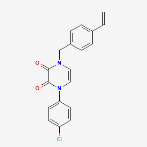 molecular formula C19H15ClN2O2 B2724156 1-(4-Chlorophenyl)-4-[(4-ethenylphenyl)methyl]pyrazine-2,3-dione CAS No. 898454-08-5