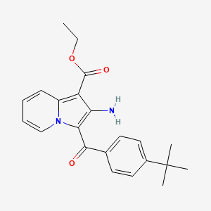 molecular formula C22H24N2O3 B2724160 Ethyl 2-amino-3-(4-(tert-butyl)benzoyl)indolizine-1-carboxylate CAS No. 903278-13-7