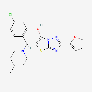 molecular formula C21H21ClN4O2S B2724168 5-((4-氯苯基)(4-甲基哌嗪-1-基)甲基)-2-(呋喃-2-基)噻唑并[3,2-b][1,2,4]三唑-6-醇 CAS No. 887220-53-3
