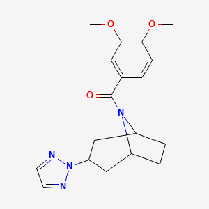 molecular formula C18H22N4O3 B2724171 ((1R,5S)-3-(2H-1,2,3-triazol-2-yl)-8-azabicyclo[3.2.1]octan-8-yl)(3,4-dimethoxyphenyl)methanone CAS No. 2108362-73-6
