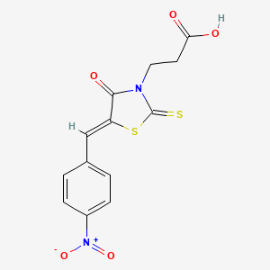 molecular formula C13H10N2O5S2 B2724172 3-[(5Z)-5-(4-nitrobenzylidene)-4-oxo-2-thioxo-1,3-thiazolidin-3-yl]propanoic acid CAS No. 1641543-80-7