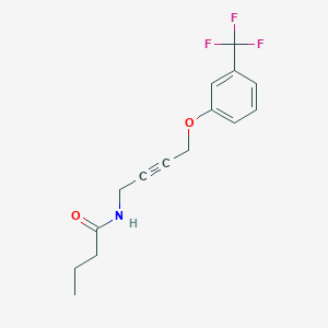 molecular formula C15H16F3NO2 B2724176 N-(4-(3-(trifluoromethyl)phenoxy)but-2-yn-1-yl)butyramide CAS No. 1421483-83-1