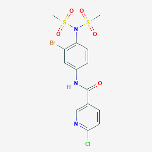 molecular formula C14H13BrClN3O5S2 B2724182 N-[4-[bis(methylsulfonyl)amino]-3-bromophenyl]-6-chloropyridine-3-carboxamide CAS No. 1241114-91-9