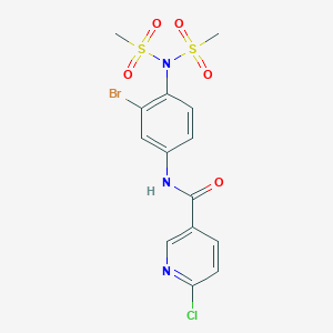 molecular formula C14H13BrClN3O5S2 B2724182 N-[4-[双(甲基磺酰)氨基]-3-溴苯基]-6-氯吡啶-3-甲酰胺 CAS No. 1241114-91-9