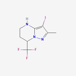 molecular formula C8H9F3IN3 B2724184 3-Iodo-2-methyl-7-(trifluoromethyl)-4,5,6,7-tetrahydropyrazolo[1,5-a]pyrimidine CAS No. 2416236-02-5