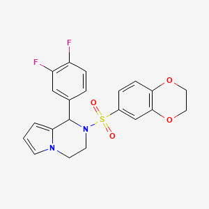 molecular formula C21H18F2N2O4S B2724193 1-(3,4-Difluorophenyl)-2-((2,3-dihydrobenzo[b][1,4]dioxin-6-yl)sulfonyl)-1,2,3,4-tetrahydropyrrolo[1,2-a]pyrazine CAS No. 900011-23-6